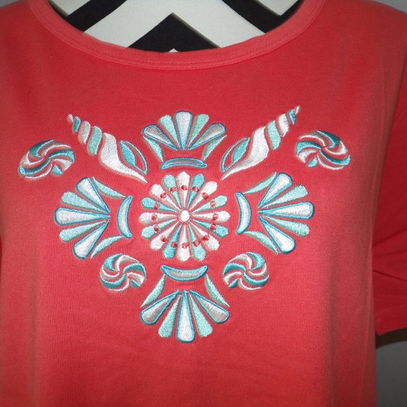 NWT Bob Mackie Coral Seashell Large 12/14 Top - Picture 2 of 5